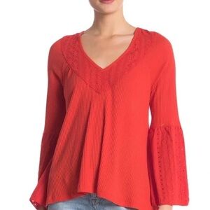 Free People Parisian Nights Top Orange Size Medium